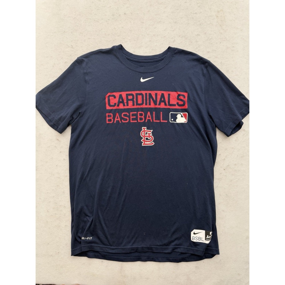 Team Issued St Louis Cardinals Nike Dri Fit Warm Up Shirt Men's L Center Swoosh